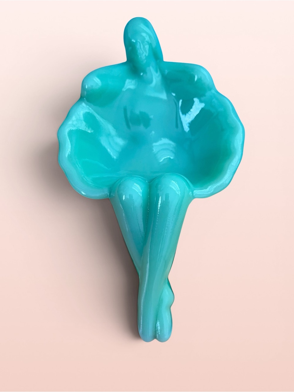Mosser Glass Soap Trinket Dish  Green Bathing Beauty Jadeite Nude Ballerina - Picture 2 of 4